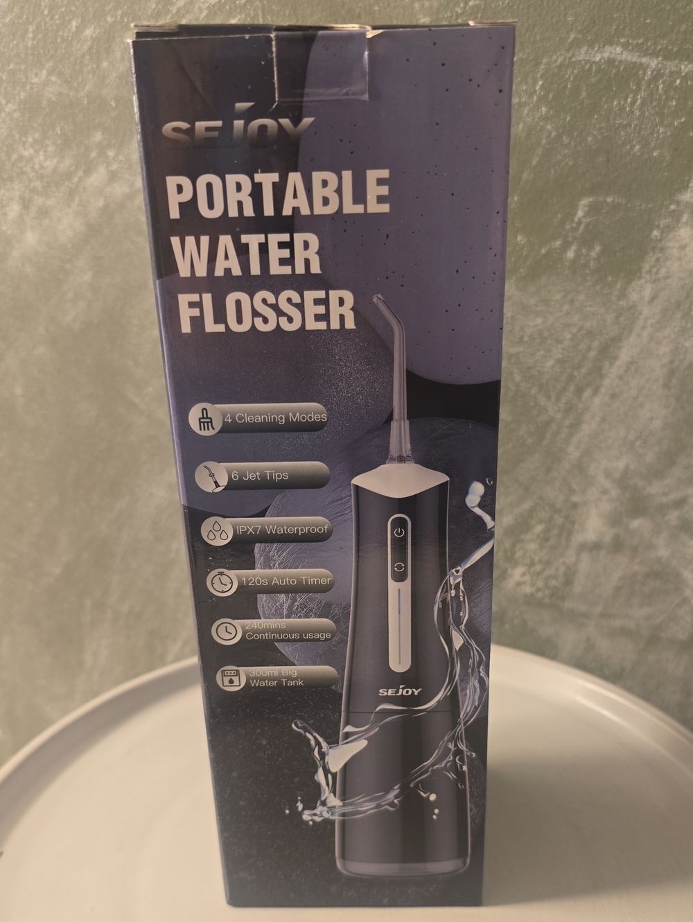 SEJOY Portable Water Flosser, 4 Cleaning Modes, 6 Jet Tips, Timer New